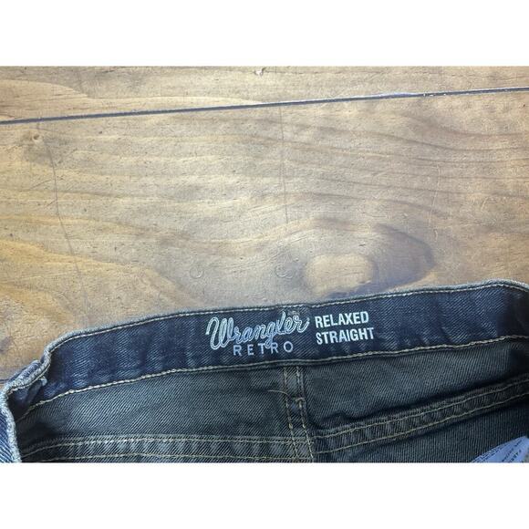 Wrangler Retro Relaxed Straight Blue Jeans Youth Size 16 Slim Adjustable Waist - Picture 4 of 9